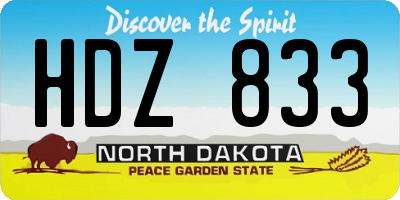 ND license plate HDZ833