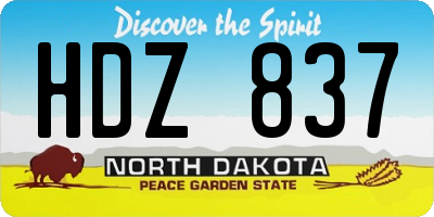 ND license plate HDZ837