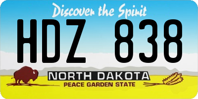 ND license plate HDZ838