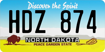ND license plate HDZ874
