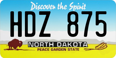 ND license plate HDZ875