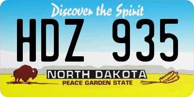 ND license plate HDZ935