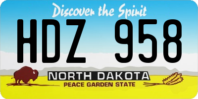 ND license plate HDZ958