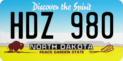 ND license plate HDZ980