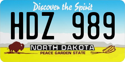 ND license plate HDZ989