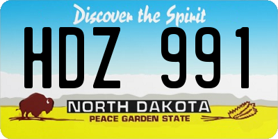 ND license plate HDZ991