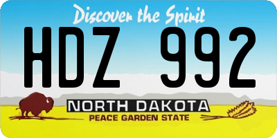 ND license plate HDZ992