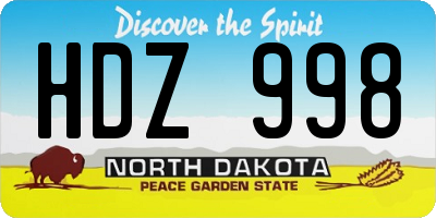 ND license plate HDZ998