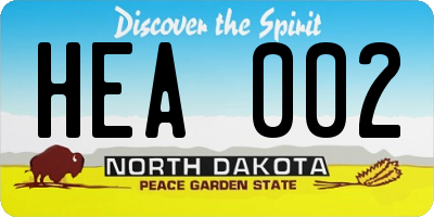 ND license plate HEA002