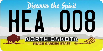 ND license plate HEA008