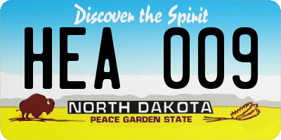 ND license plate HEA009