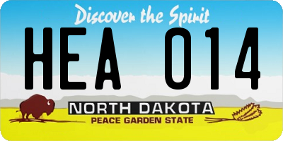 ND license plate HEA014