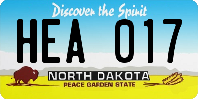 ND license plate HEA017