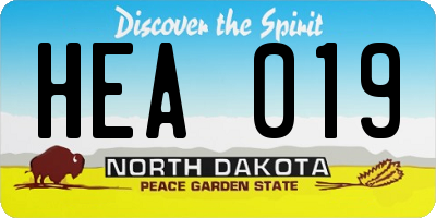 ND license plate HEA019