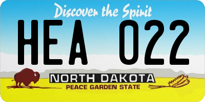 ND license plate HEA022
