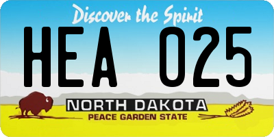 ND license plate HEA025