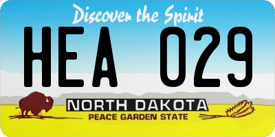 ND license plate HEA029