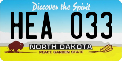 ND license plate HEA033