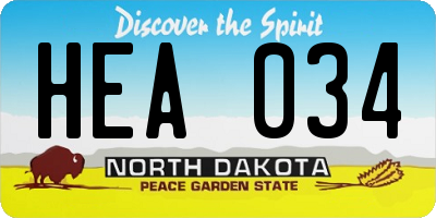 ND license plate HEA034