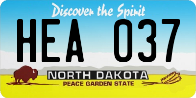 ND license plate HEA037