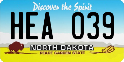 ND license plate HEA039