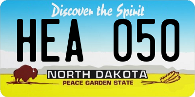 ND license plate HEA050