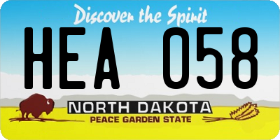 ND license plate HEA058