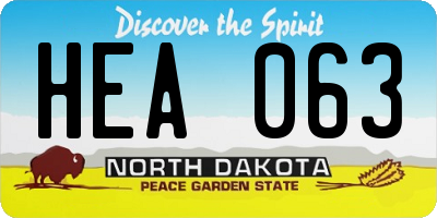 ND license plate HEA063