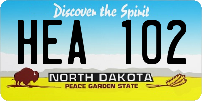ND license plate HEA102