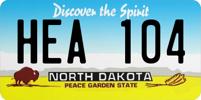 ND license plate HEA104