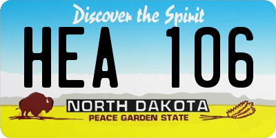 ND license plate HEA106