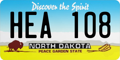 ND license plate HEA108