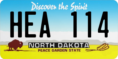 ND license plate HEA114