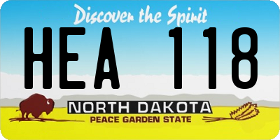 ND license plate HEA118