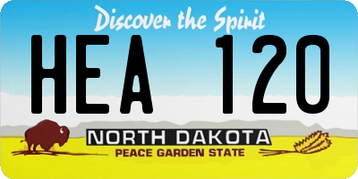 ND license plate HEA120