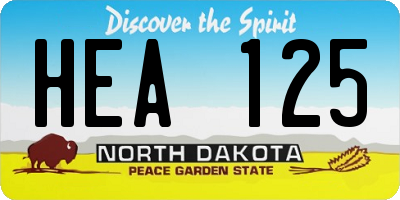 ND license plate HEA125