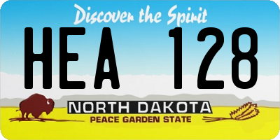 ND license plate HEA128