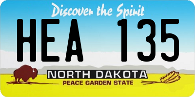 ND license plate HEA135