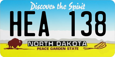 ND license plate HEA138