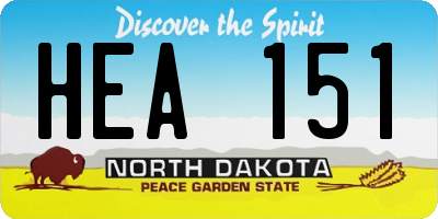 ND license plate HEA151