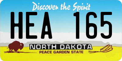 ND license plate HEA165