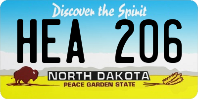 ND license plate HEA206