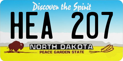 ND license plate HEA207
