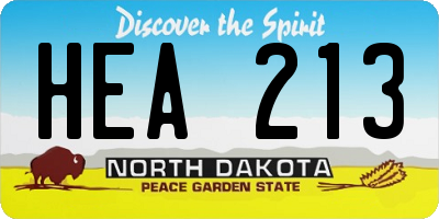 ND license plate HEA213