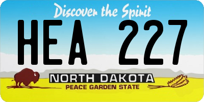 ND license plate HEA227