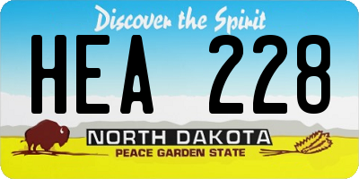 ND license plate HEA228