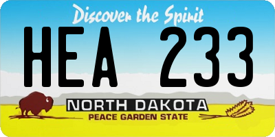 ND license plate HEA233