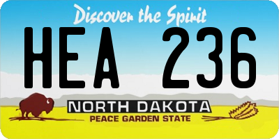 ND license plate HEA236