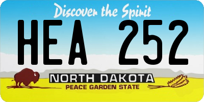 ND license plate HEA252