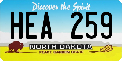ND license plate HEA259